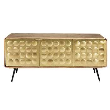 GATSBY 3-door dresser in solid mango wood and gold-effect metal (H75 x W175 x D45cm)