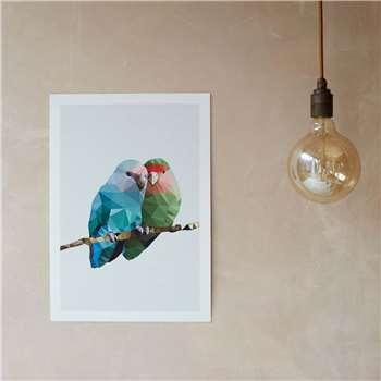 Geometric Two Love Birds Print (H42 x W29.5cm)