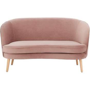 Gertie 2 Seater Sofa, Vintage Pink Velvet (H78 x W140 x D80cm)