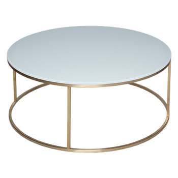 GillmoreSPACE Kensal White & Brass Circular Coffee Table (H39.6 x W100 x D100cm)