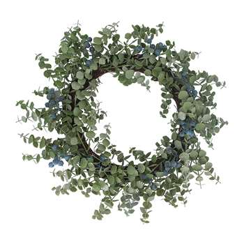 Gisela Graham - Eucalyptus & Berry Wreath - Green/Blue (H60 x W60cm)