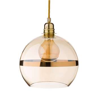 Giveij Pendant Lamp, Ochre & Brass 22 x 22cm