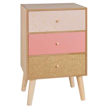 GLITTER Small And Gold Storage Unit With In Pink (48 x 30cm)