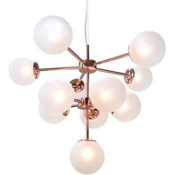 Globe Chandelier, Copper and Frosted Glass (H144 x W61 x D61cm)