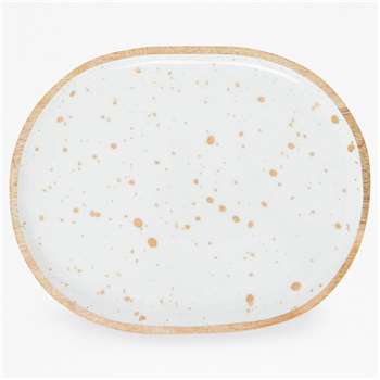 Gold Flecked Enamel Tray - White Gold Fleck (H23 x W29 x D3cm)