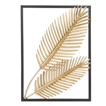 Gold Metal Palm Leaf Cut Out Artwork (H36.2 x W27.4 x D3cm)