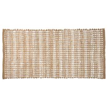 Golden Cotton Rug with Graphic Motifs (H60 x W120cm)