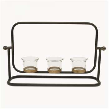 Granville Small Iron T Light Holder (H21 x W35.5 x D10cm)