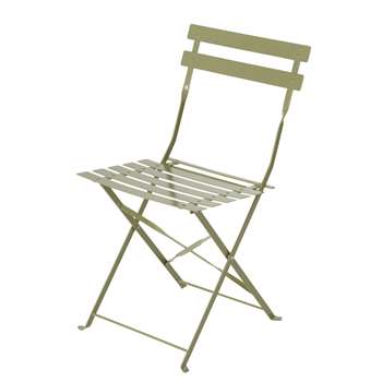 GUINGUETTE Sage Green Metal Garden Chair x 2 (H80 x W41 x D48cm)