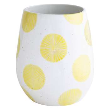 Habitat Adelaide White And Yellow Spot Ceramic Vase (24.5 x 20.5cm)