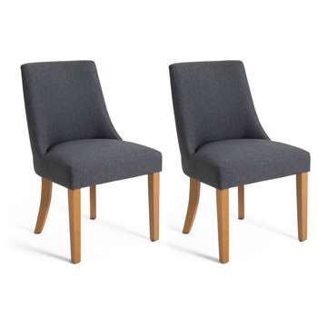 Habitat Alec Pair of Fabric Dining Chair - Charcoal (H88 x W56 x D62cm)