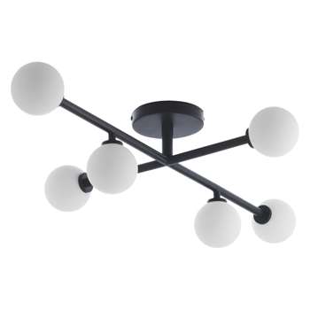 Habitat Astrid Small Black And White Metal And Glass LED Ceiling Light (W77 x D49cm)