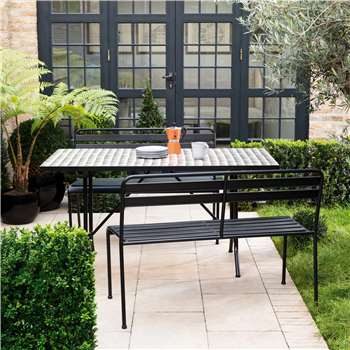 Habitat Becklen 6 Seat Dining Set With Mosaic Table And 2 Benches (75 x 150cm)