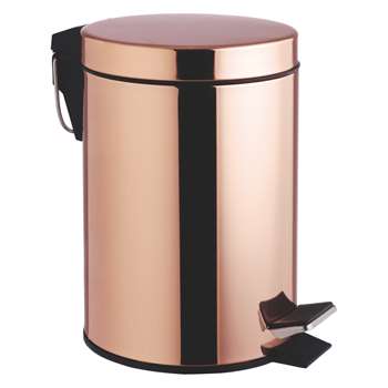 Habitat Collier Copper Mirror Finish Metal Pedal Bathroom Bin (H24.3 x W22 x D22cm)