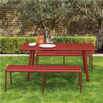 Habitat Darwin Red Metal 6 Seat Garden Dining Set (75 x 160cm)