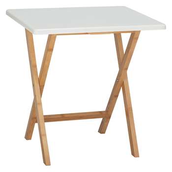 Habitat Drew 2 Seat Bamboo And White Lacquer Folding Dining Table (H75 x W70 x D60cm)