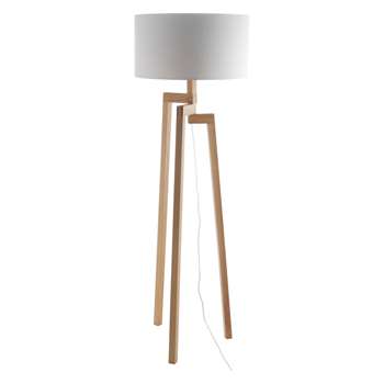 Habitat Dylan Ash Wooden Floor Lamp With White Shade (H150 x W45 x D45cm)