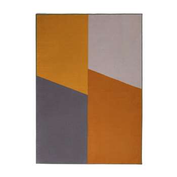 Habitat Geo Block Cut Pile Rug - Mustard (H120 x W170cm)