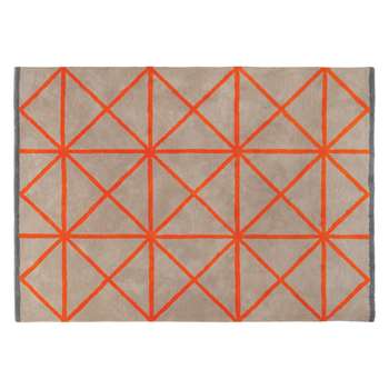 Habitat Grid Large Taupe And Orange Rug 170 x 240cm