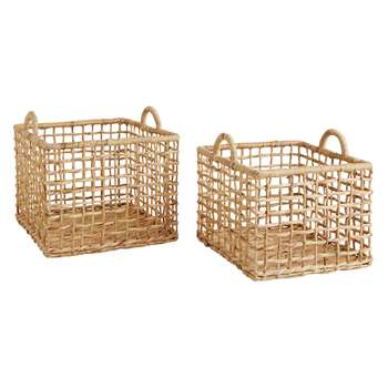 Habitat Leroy Set Of 2 Square Water Hyacinth Storage Baskets (29 x 38cm)