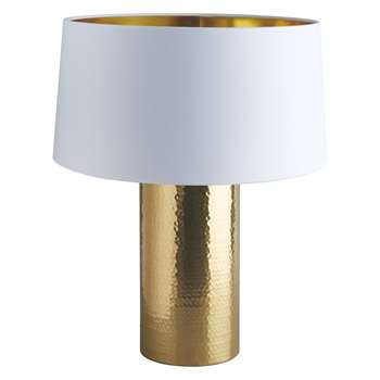 Habitat Margo Brass Table Lamp With White And Gold Shade (50 x 38cm)