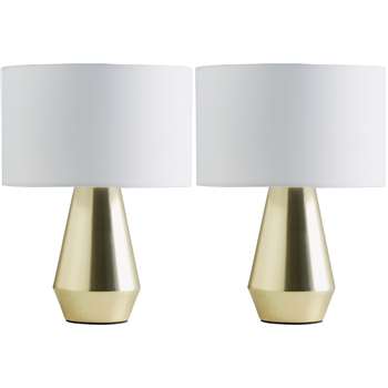 Habitat Maya Pair of Touch Table Lamps - Gold & White (H28 x W20 x D20cm)