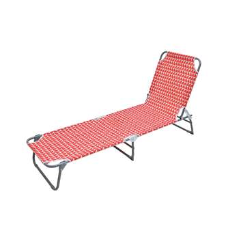 Habitat Metal Folding Sun Lounger - Geo Orange (H24 x W53 x D186cm)