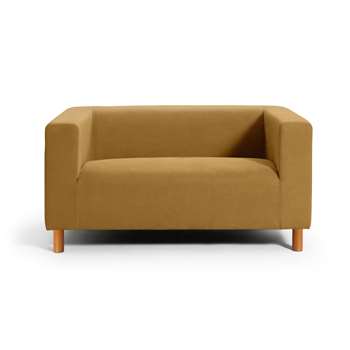 Habitat Moda Compact 2 Seater Velvet Sofa - Mustard (H65 x W127 x D83cm)