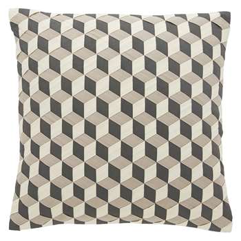 Habitat Mura Cream And Grey Geometric Woven Cushion (H45 x W45cm)