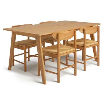 Habitat Nel Wood Effect Dining Table & 4 Hannah Oak Chairs (H75 x W85.6 x D76cm)