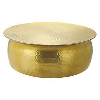 Habitat Orrico Brass Hammered Aluminium Coffee Table (H29 x W81 x D81cm)