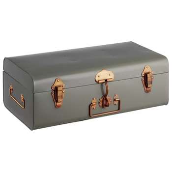 Habitat Small Storage Trunk Copper Clasps - Grey (H18 x W49 x D27cm)