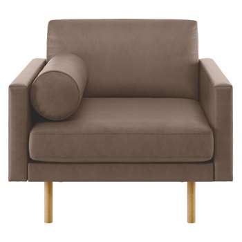 Habitat Spencer Light Brown Luxury Leather Armchair, Oak Legs (H81 x W94 x D83cm)