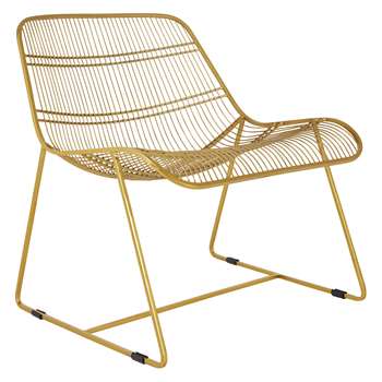 Habitat Tabitha Gold Metal Wire Lounge Chair (H69 x W62 x D69cm)