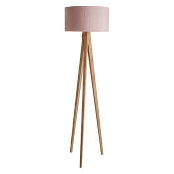 Habitat Tripod Wooden Tripod Floor Lamp With Pink Silk Shade (180 x 49cm)