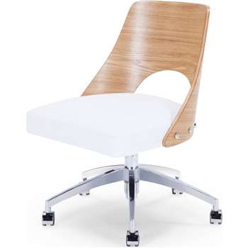 Hailey Swivel Office Chair, Ash and White (86 x 58cm)