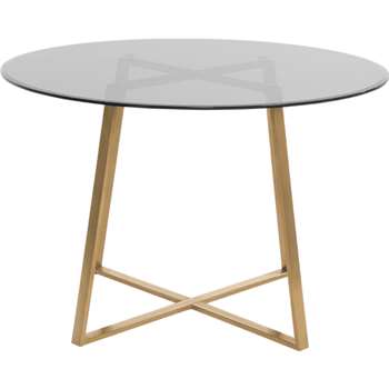 Haku Round Large  Dining Table, Brass and smoked glass (75 x 110cm)