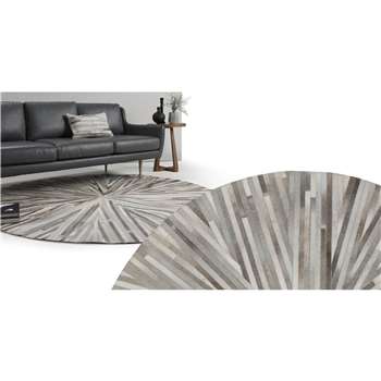 Halo Large Cowhide Circular Rug, Tonal Grey (180 x 180cm)