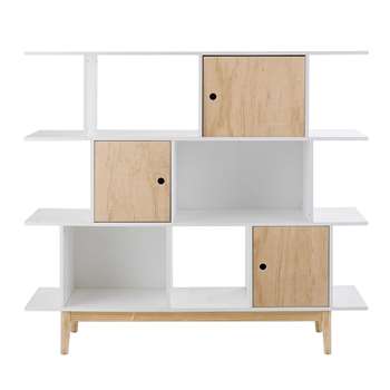 HAPPY White wooden bookcase (130 x 145cm)