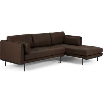 Harlow Right Hand Facing Chaise End Sofa, Denver Dark Brown Leather (H83 x W265 x D165cm)