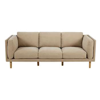 HARPER Beige 4-seater brushed cotton sofa (86 x 236cm)