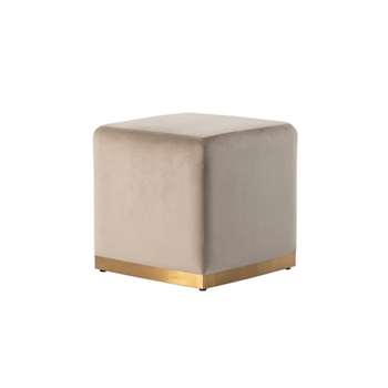 Harper Stool - Taupe - Brass Base (H44 x W44 x D44cm)