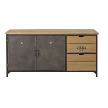Harvey - Solid Fir and Metal 2-Door 2-Drawer Sideboard (H70 x W145 x D45cm)