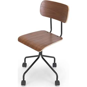 Haywood Swivel Office Chair, Walnut and Black (80 x 40cm)