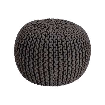 Argos Home Dottie Cotton Knitted Pod Footstool - Charcoal (H35 x W50 x D50cm)