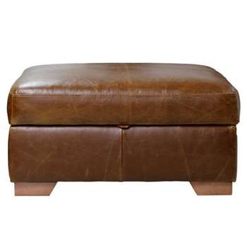 Argos Home Eton Leather Storage Footstool - Tan (H41 x W89 x D69cm)
