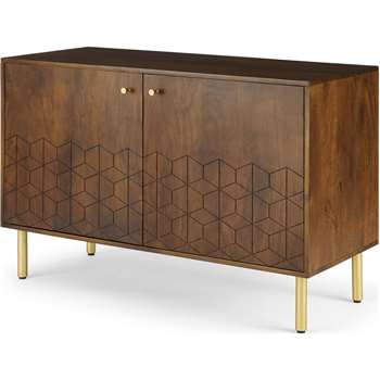 Hedra Sideboard, Mango wood and Brass (H76 x W112 x D45cm)