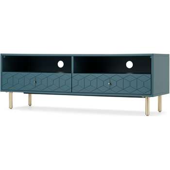 Hedra TV Stand, Brass and Teal (H47 x W134 x D45cm)