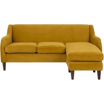 Helena Large Corner Sofa, Plush Tumeric Velvet (81 x 195cm)