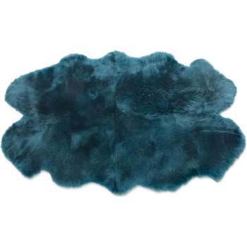Helgar Quad Sheepskin Rug, Dark Teal (H105 x W170 x D3cm)